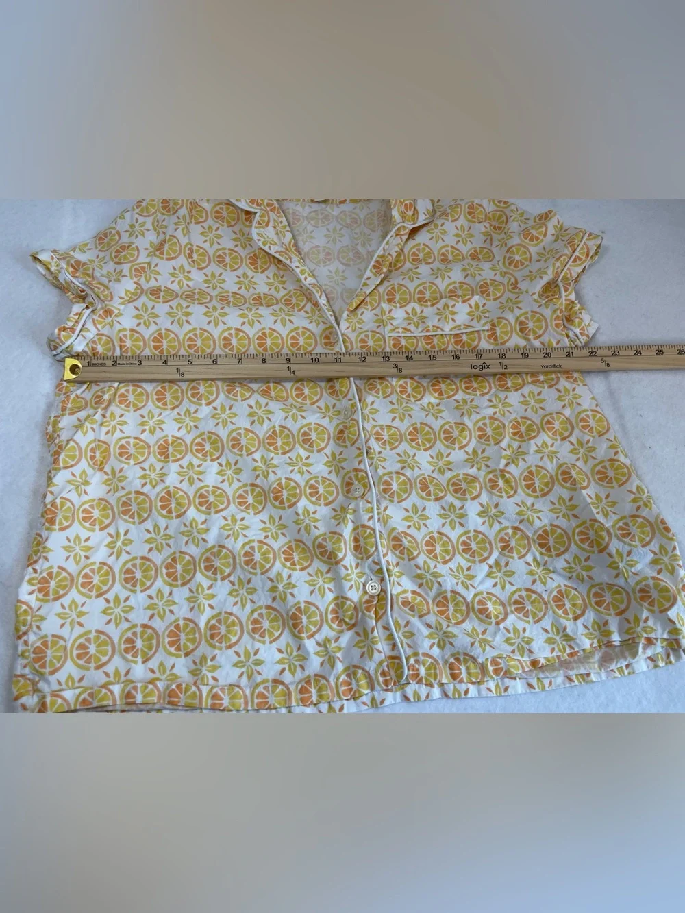 J.Crew Women’s XL Citrus Orange Print Cotton Pajama Top Button Front